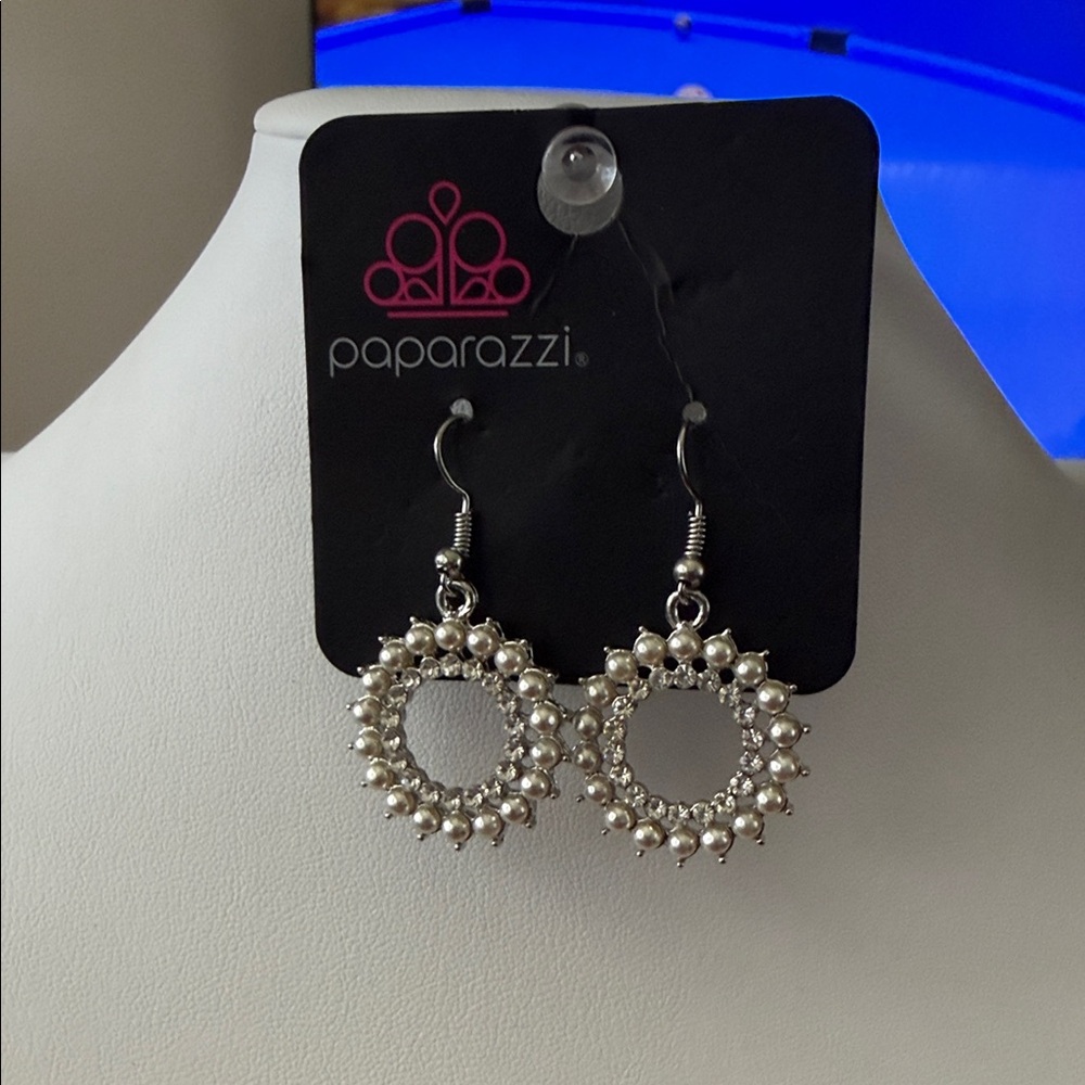 Paparazzi Silver and Pearl Circle Earrings